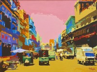 Gul-e-Shazma, 18 x 24 Inch, Oil on Canvas, Cityscape Painting, AC GES CEAD 004